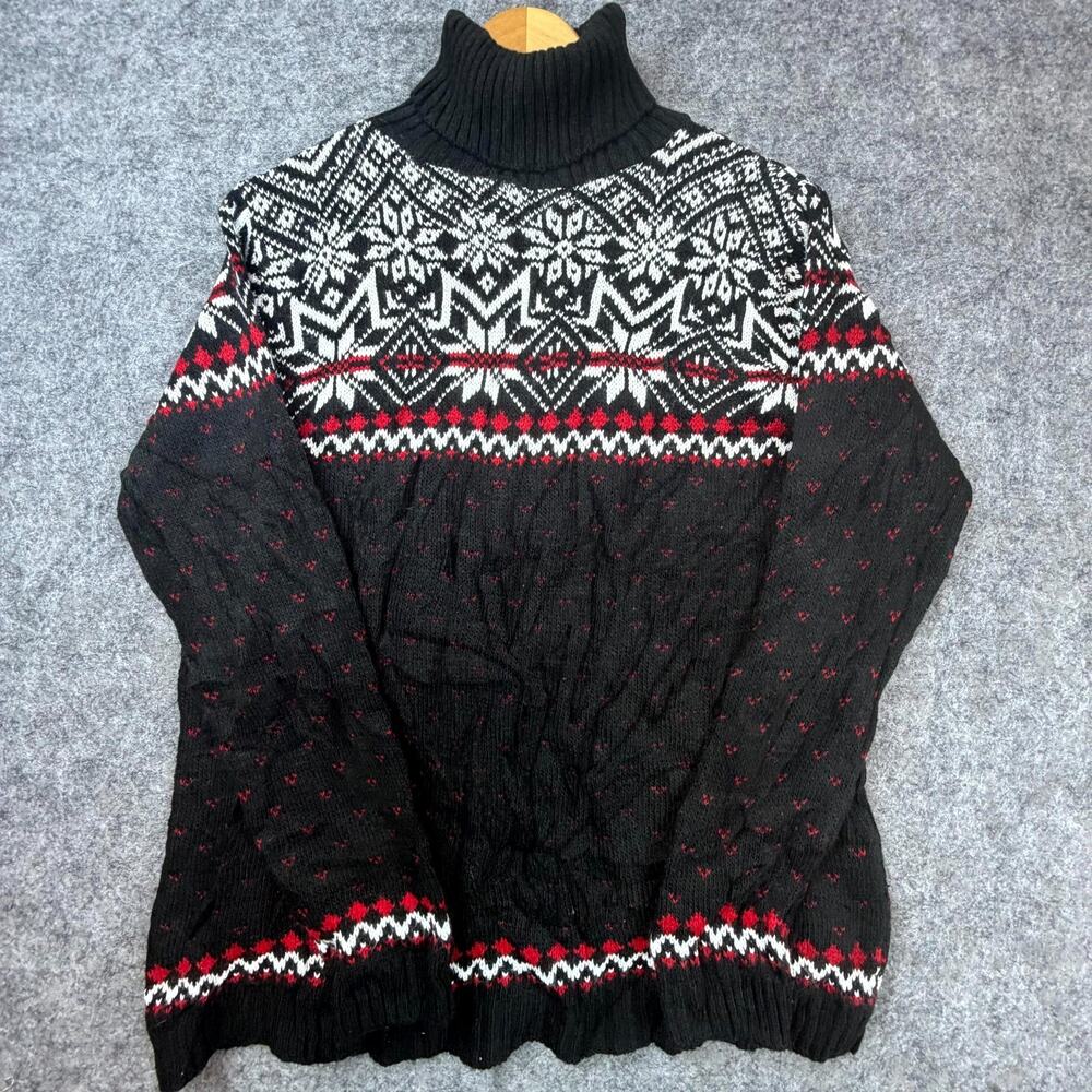 Vintage Motherhood Maternity Sweater Women Large Black Nordic Y2K Apre Ski Lodge